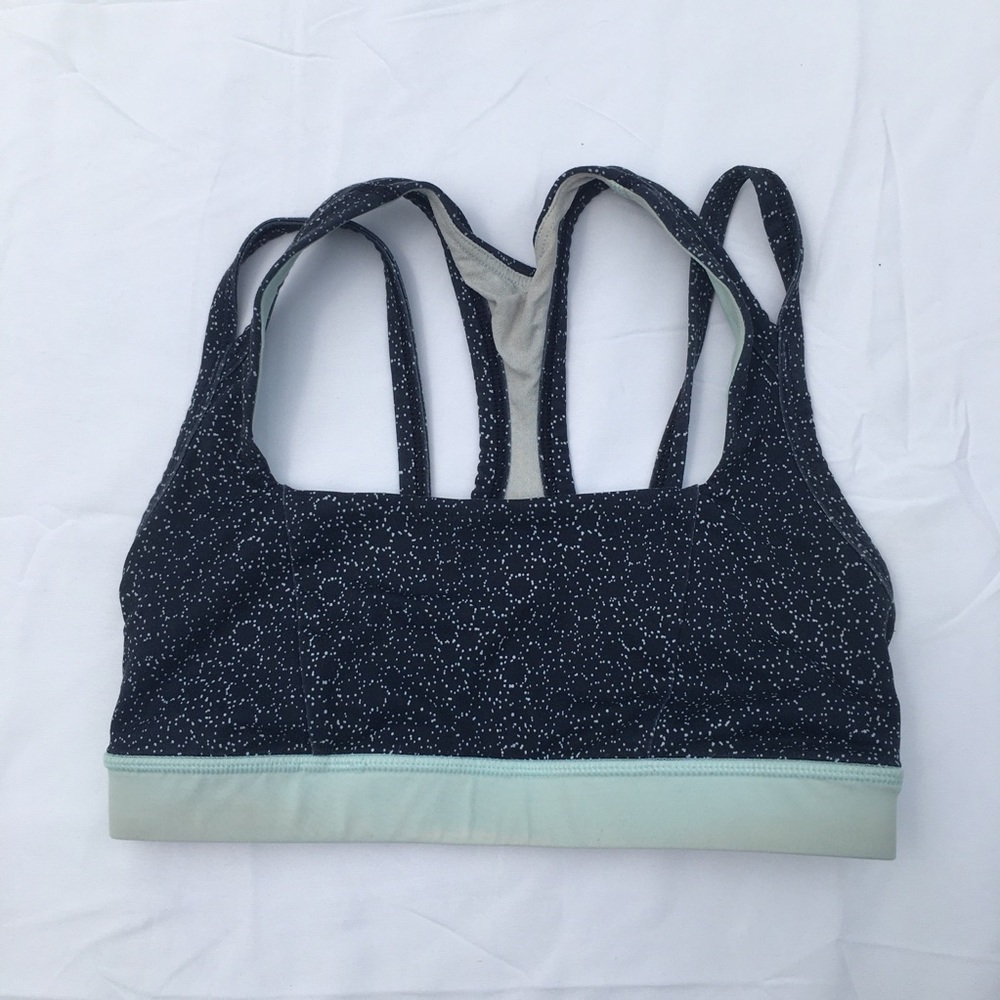 Lululemon blue polka dot square neck sports bra size 4